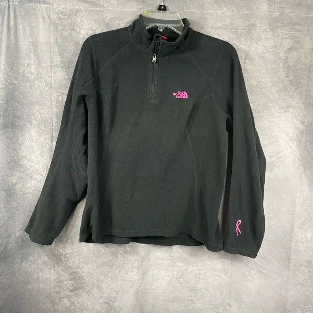 The North Face women's black quarter zip fleece Medium Polartec pullover pink